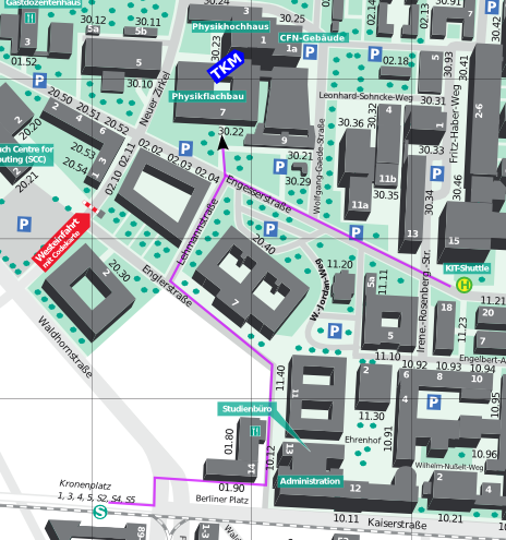 Bild: Ausschnitt aus dem Campusplan, Wegbeschreibung zum TKM